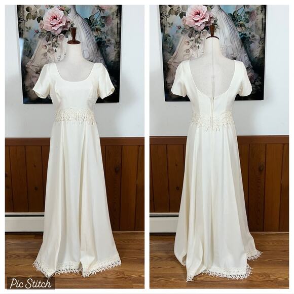 Beautiful Vintage 90s JCPenney for Alfred Angelo Simple Crepe Wedding Gown! - Picture 1 of 7